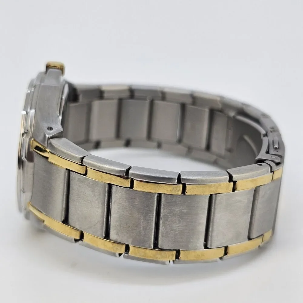 VTG Armitron Men's Watch 37MM Silver Dial Day/Date Two Tone Band 6